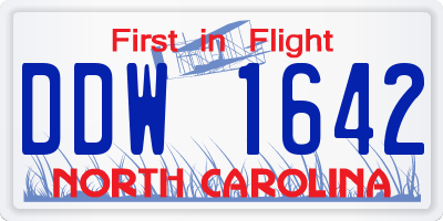 NC license plate DDW1642