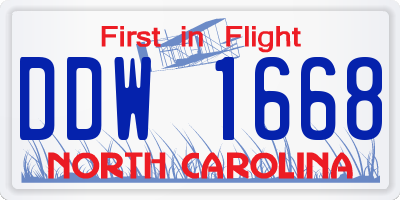 NC license plate DDW1668