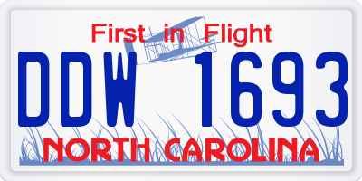 NC license plate DDW1693