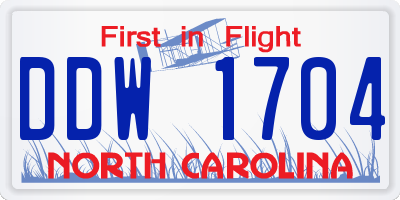 NC license plate DDW1704
