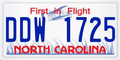 NC license plate DDW1725