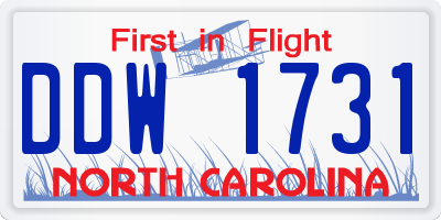 NC license plate DDW1731