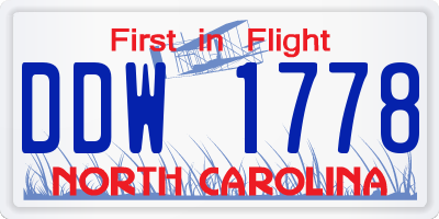 NC license plate DDW1778