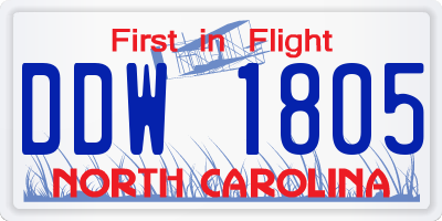 NC license plate DDW1805