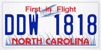 NC license plate DDW1818