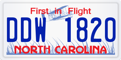 NC license plate DDW1820