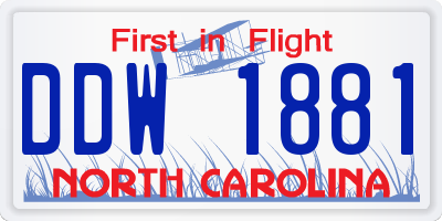 NC license plate DDW1881
