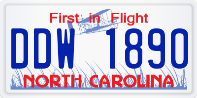 NC license plate DDW1890