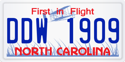 NC license plate DDW1909