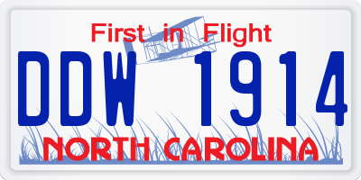 NC license plate DDW1914