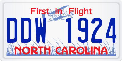 NC license plate DDW1924