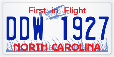 NC license plate DDW1927