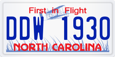 NC license plate DDW1930