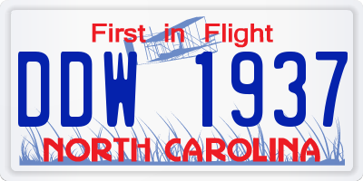 NC license plate DDW1937