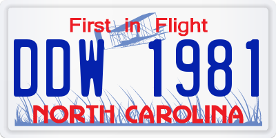 NC license plate DDW1981