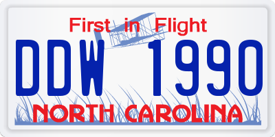 NC license plate DDW1990