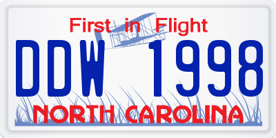 NC license plate DDW1998