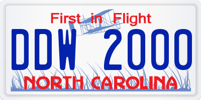 NC license plate DDW2000
