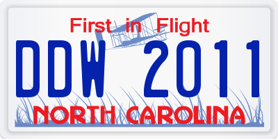 NC license plate DDW2011