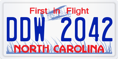 NC license plate DDW2042