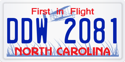 NC license plate DDW2081