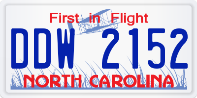 NC license plate DDW2152