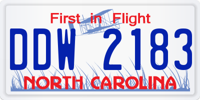 NC license plate DDW2183