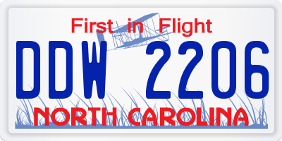 NC license plate DDW2206
