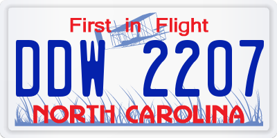 NC license plate DDW2207