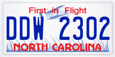 NC license plate DDW2302