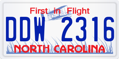 NC license plate DDW2316