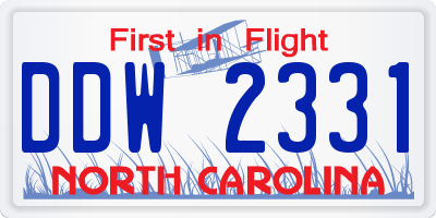 NC license plate DDW2331