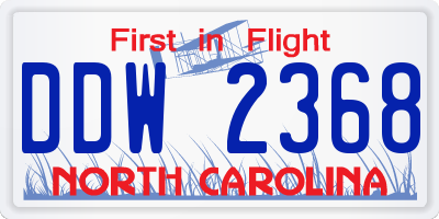 NC license plate DDW2368