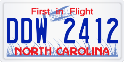 NC license plate DDW2412
