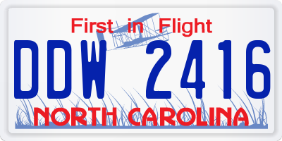 NC license plate DDW2416