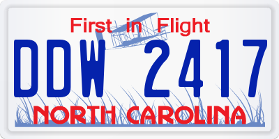 NC license plate DDW2417