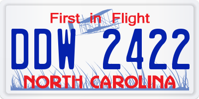 NC license plate DDW2422
