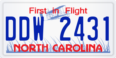 NC license plate DDW2431