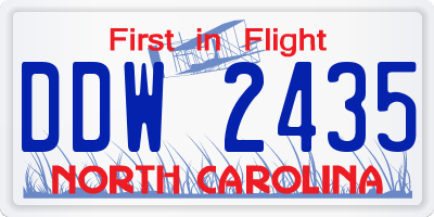 NC license plate DDW2435