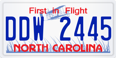 NC license plate DDW2445