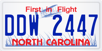 NC license plate DDW2447