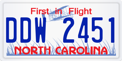 NC license plate DDW2451