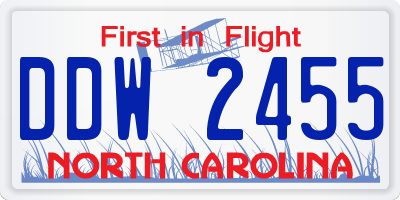 NC license plate DDW2455