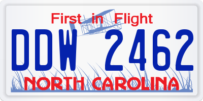 NC license plate DDW2462