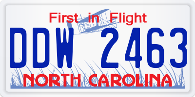 NC license plate DDW2463