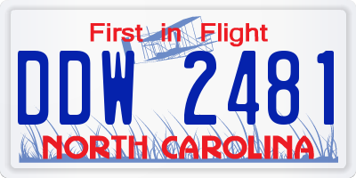 NC license plate DDW2481