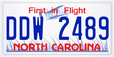 NC license plate DDW2489