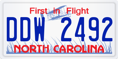 NC license plate DDW2492