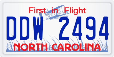 NC license plate DDW2494