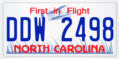 NC license plate DDW2498